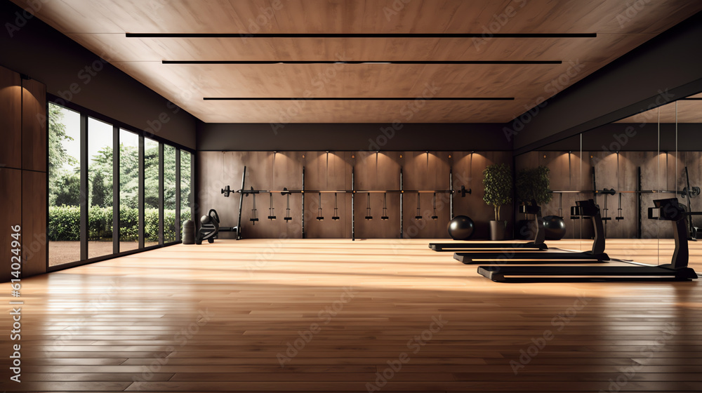 Poster generative ai 3d rendering modern loft gym and fitness