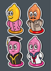 Condom cartoon Contraception Sticker Character 