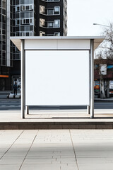 Generative AI Blank street billboard at the bus stop