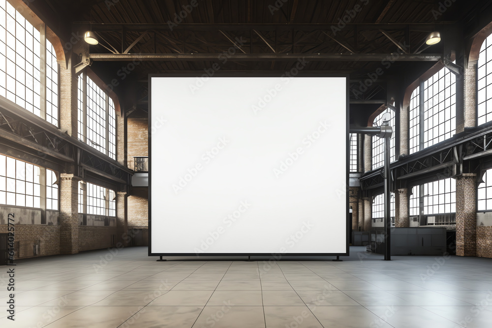 Poster generative ai movie theater without people with a blank screen. mockup. 3d illustration
