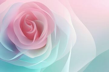Pink rose on colorful minimalist abstract background with, copy space