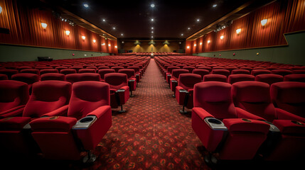 Generative AI Empty movie theater with red seats