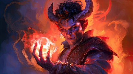 A tiefling warlock with an infernal pact.