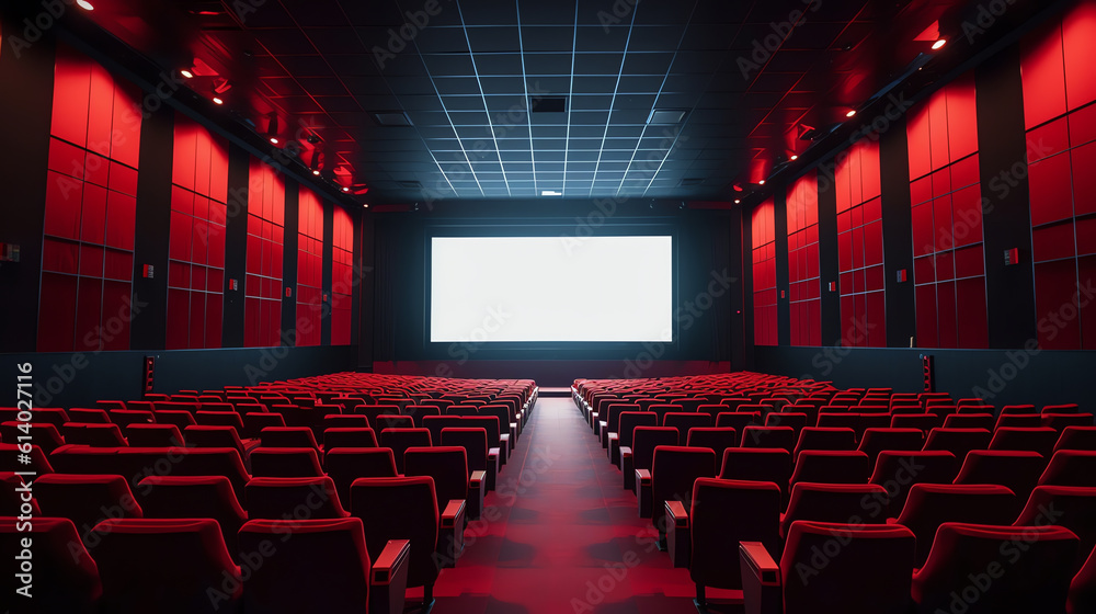 Aufkleber generative ai empty cinema room with red chairs