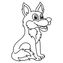 Funny wolf cartoon characters vector illustration. For kids coloring book.