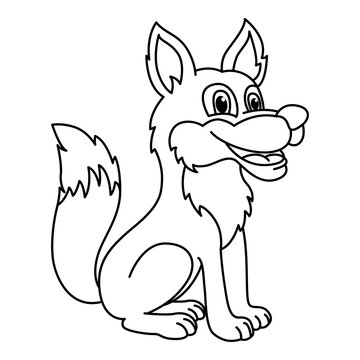 Funny wolf cartoon characters vector illustration. For kids coloring book.