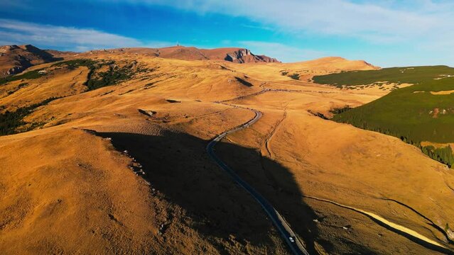 dramatic aerial natural landscape in pietra arsa mountains prahova valley Romania