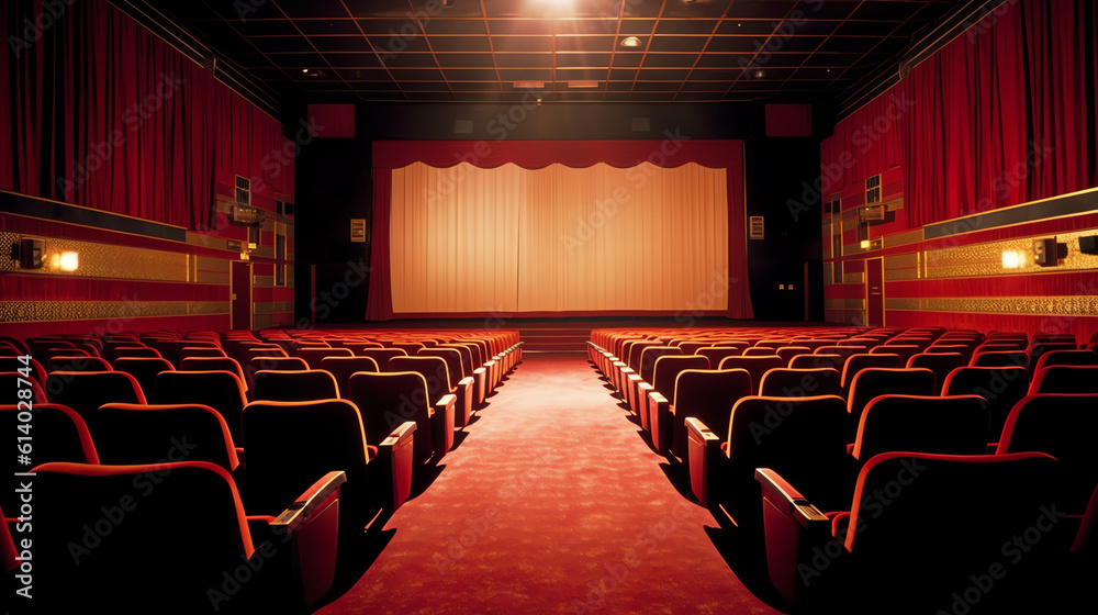 Poster generative ai empty movie theater with red seats