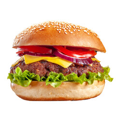 front view tasty cheeseburger with meat tomatoes and green salad on dark blue background sandwich fast-food meal dish dinner snack french fries