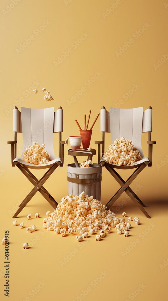 Poster generative ai cinema movie background concept. cinema seat watch movie concept with copy space. 3d r