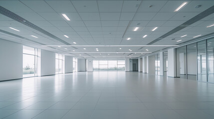 Generative AI Interior of modern empty office building.