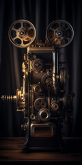 Fototapeta premium Generative AI Old style movie projector, still-life, close-up.
