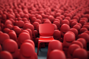 Fototapeta premium Generative AI Red Different Chair, Leadership Concept, 3d render