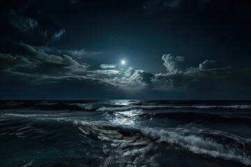 Fototapeta na wymiar moon over sea