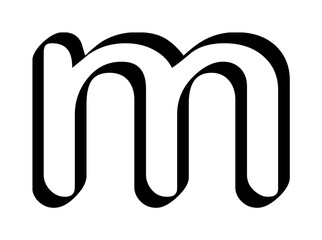 Modern lowercase letter m alphabet character isolated on transparent background. Classic lettering minimal fashion design.