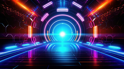 Fototapeta premium Neon lights technology for background or wallpaper