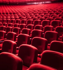 Generative AI Empty movie theater with red seats