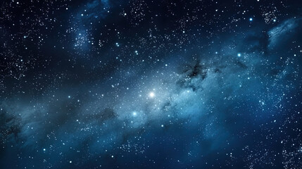 Obraz premium Panorama dark blue night sky. Milky way and stars on dark background