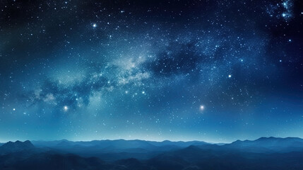 Fototapeta premium Panorama dark blue night sky. Milky way and stars on dark background