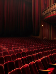 Generative AI Empty rows of red cinema seats