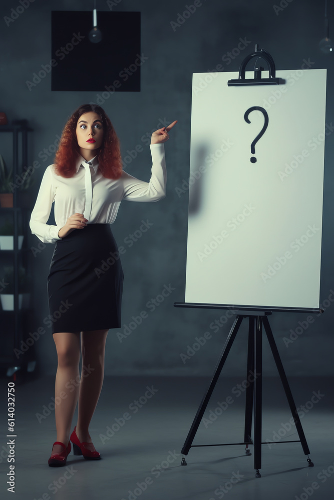 Poster Generative AI question mark on the blackboard in the classroom