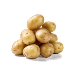 Stack of gold potatoes isolated on transparent background. Raw potatoes. Generative AI