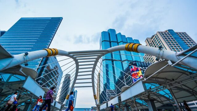 Timelapse of sathorn square in Bangkok City,Thailand
