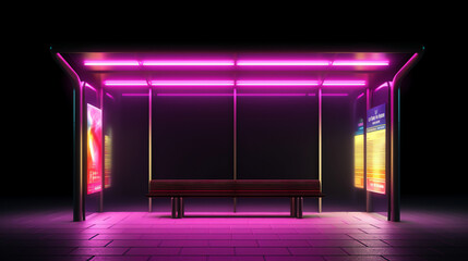 Generative AI A billboard at a bus stop in different colors. Illustration on white background