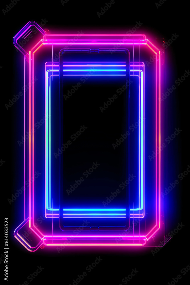 Aufkleber generative ai a stylish modern red neon light frame 3d illustration