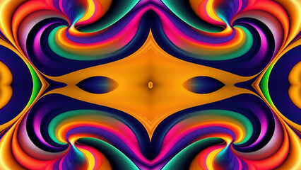 abstract fractal background with red and yellow flowers