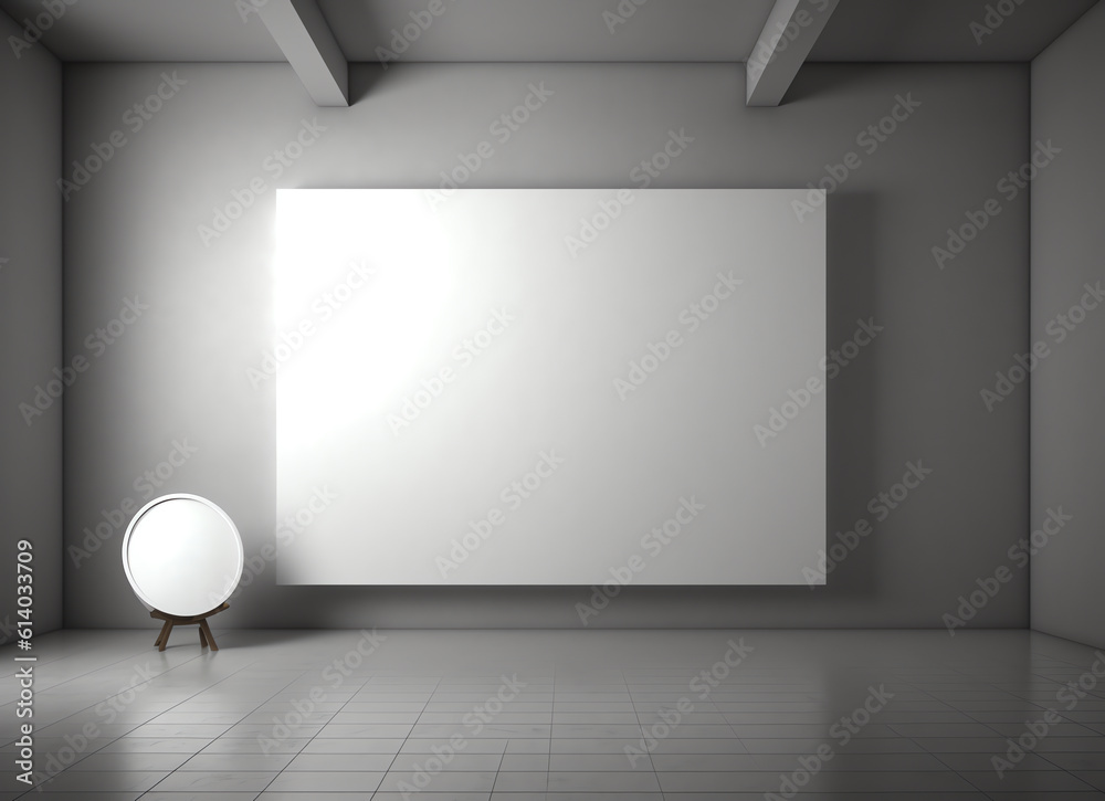 Poster Generative AI Front view of cinema with blank screen. Mock up, Ad concept, 3D Rendering