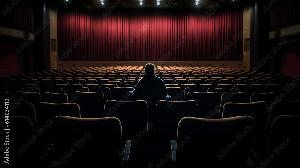 Poster Generative AI Movie Theater with blank screen / High contrast image
