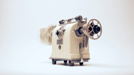 Generative AI Old style movie projector, still-life, close-up.