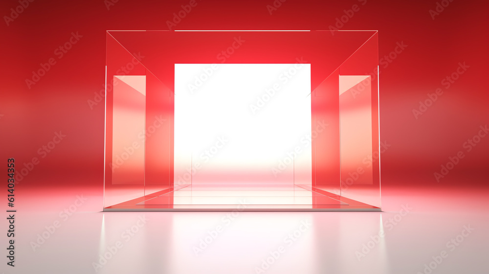 Poster generative ai rows of red cinema or theater seats in front of white blank screen. vector.
