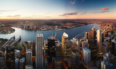 Obraz premium Australia's Sydney cityscape, with the opera house. 