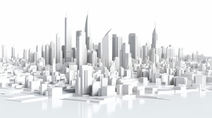 Fototapeta na wymiar Generative AI Top view of abstract modern city downtown looking as white architectural scale model with high rise building skyscrapers and empty street. Urban planning concept 3D illustration from my 