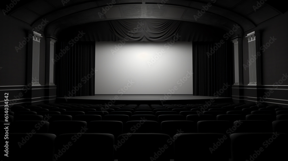 Poster generative ai empty cinema auditorium with screen and seats