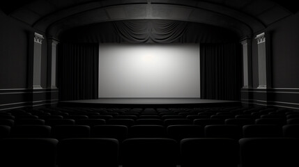 Fototapeta premium Generative AI Empty cinema auditorium with screen and seats