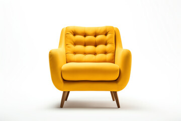 Generative AI Yellow modern chair isolated on white background