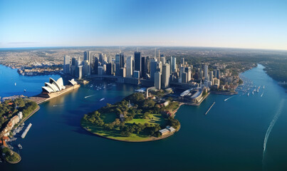 Australia's Sydney cityscape, with the opera house.  - obrazy, fototapety, plakaty
