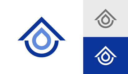 House roof with water drop logo design © Pirage Design