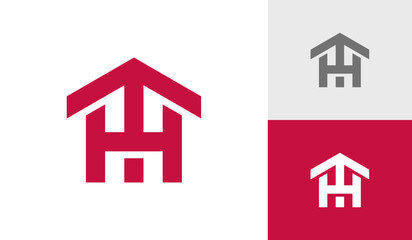 Letter H arrow with house roof logo design