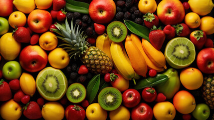 Naklejka na ściany i meble A lot of fruits for background or wallpaper