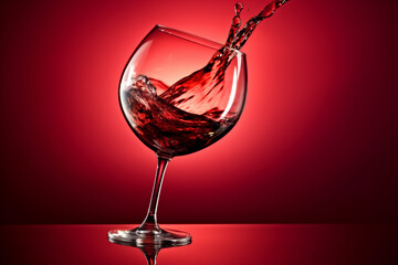 Fototapeta na wymiar drink concept background alcohol party gradient liquid red closeup wine glass. Generative AI.