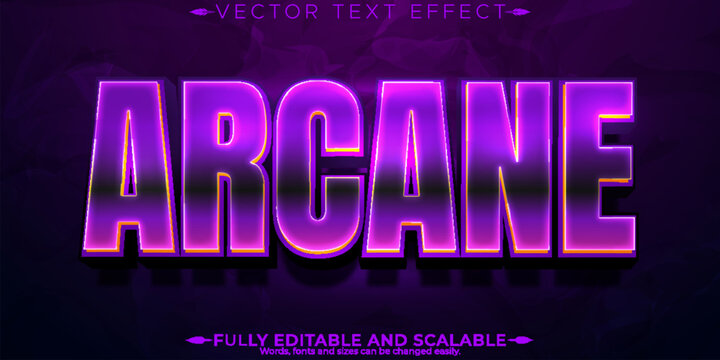 Arcane text effect, editable game machine and retro text style