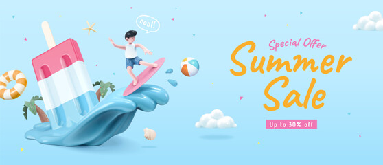 Playful summer sale banner template