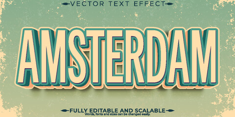 Vintage text effect, editable amsterdam and poster text style