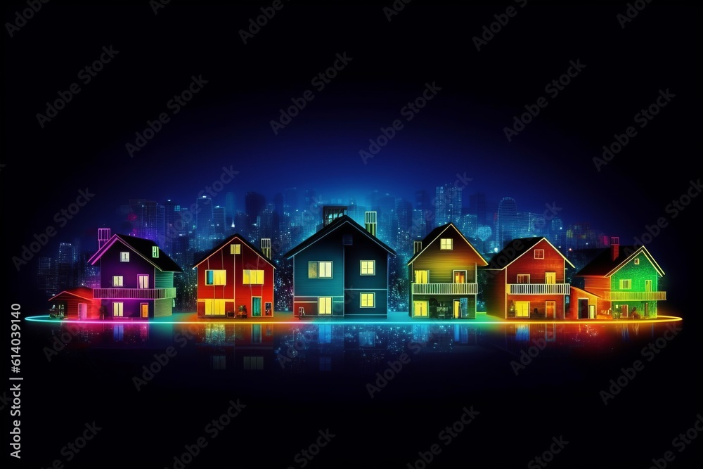 Leinwandbilder developing a digital network for smart homes and cities. smart citi and network communication concep