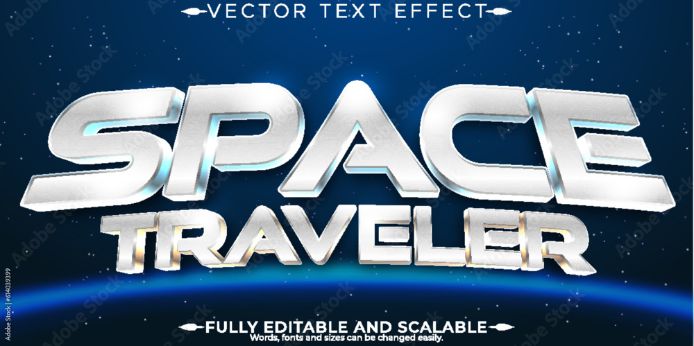 Wall mural space text effect, editable galaxy and retro text style