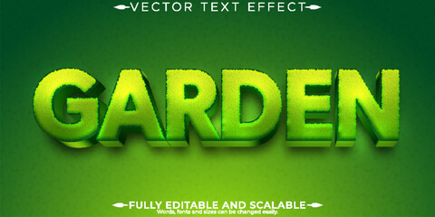 Garden green text effect, editable nature and plant text style